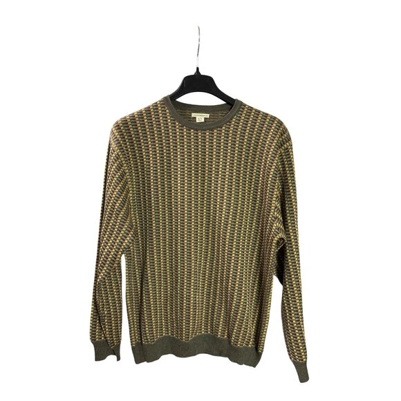 Cutter & Buck Mens XL Extra Fine Merino Wool Sweater Checkered Design Italy - Picture 1 of 5
